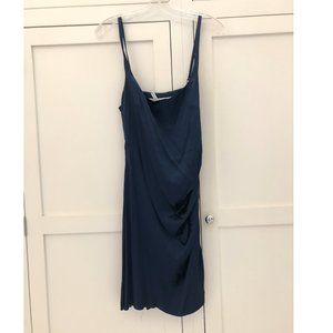 Susanna Monaco Silk Navy Side Ruched Mini Dress